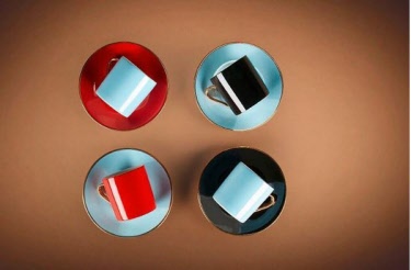 Coffret Tasses A Cafe Rouge Gris Coffret Tasses A Cafe Rouge Gris